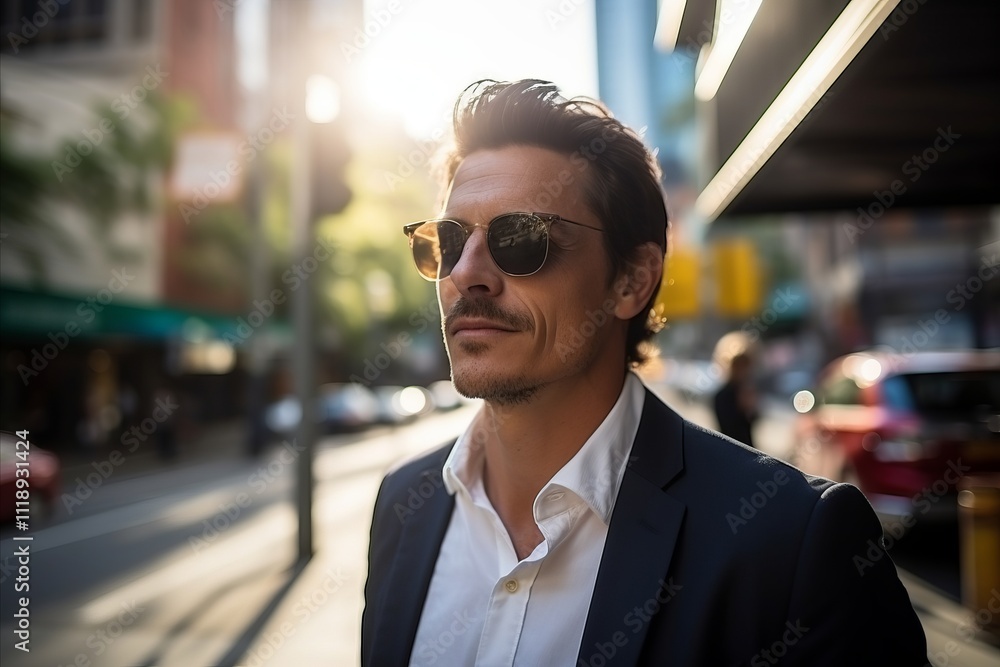 Portrait of handsome young man in sunglasses in a city street. Portrait of handsome young man in sunglasses in a city street.
