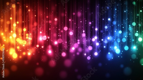 Colorful glowing lights and bokeh effect.