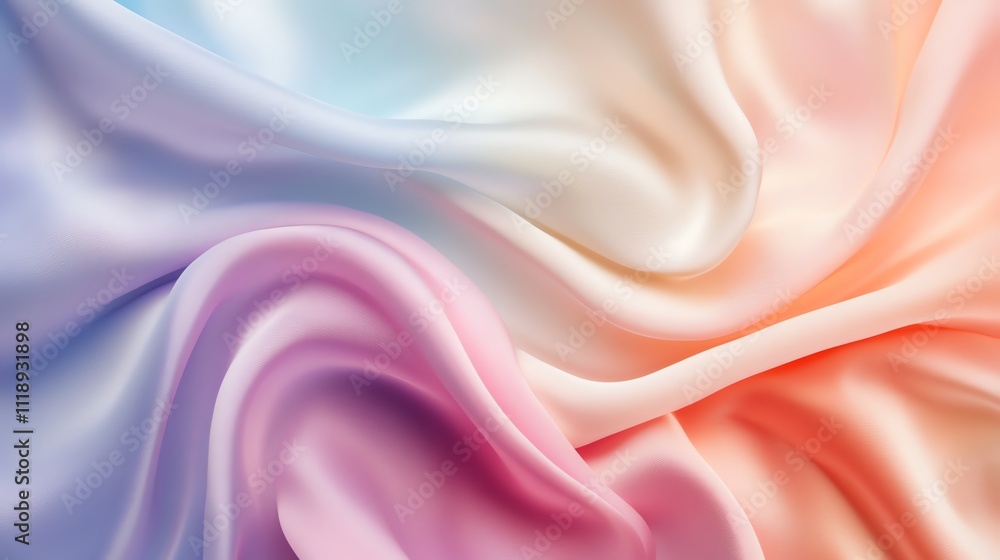 Obraz premium A silky fabric with a gradient of colors from blue to pink.