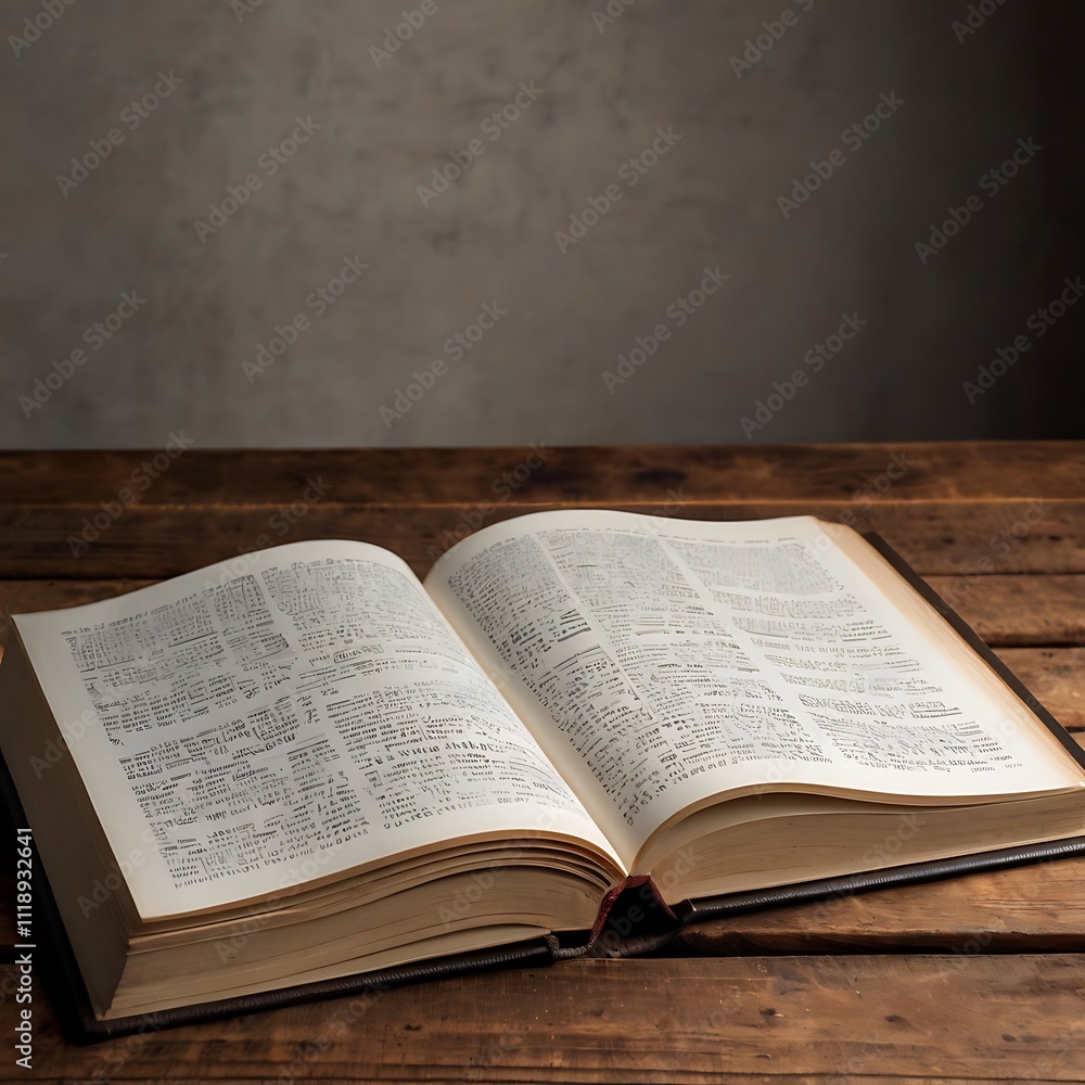 Beautifully Arranged Open Book Placed On A Textured Wooden Surface Beautifully Arranged Open Book Placed On A Textured Wooden Surface
