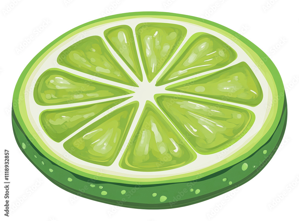 Bright and fresh lime slice with vivid colors, cut out - stock png. Bright and fresh lime slice with vivid colors, cut out - stock png.