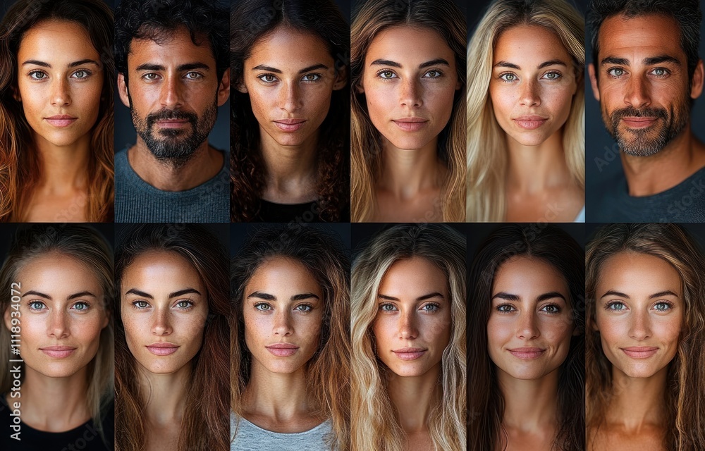 Diverse Portraits of Smiling Men and Women of All Ages on Gray Background Diverse Portraits of Smiling Men and Women of All Ages on Gray Background
