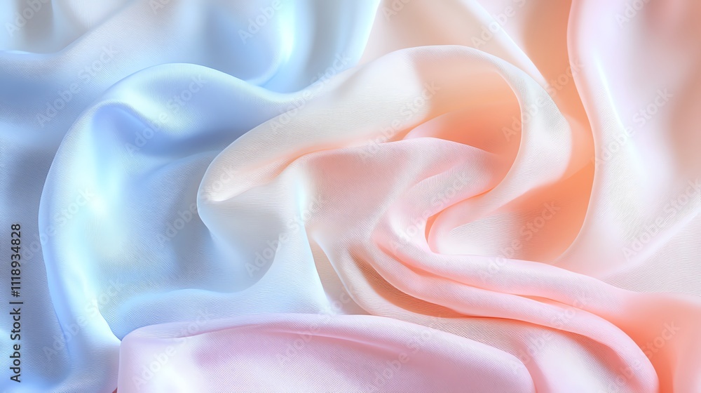 Soft, flowing, ombre silk fabric in pastel colors. Soft, flowing, ombre silk fabric in pastel colors.