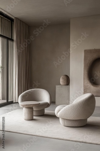 Wallpaper Mural Modern interior featuring sculptural seating and minimalist decor. Torontodigital.ca