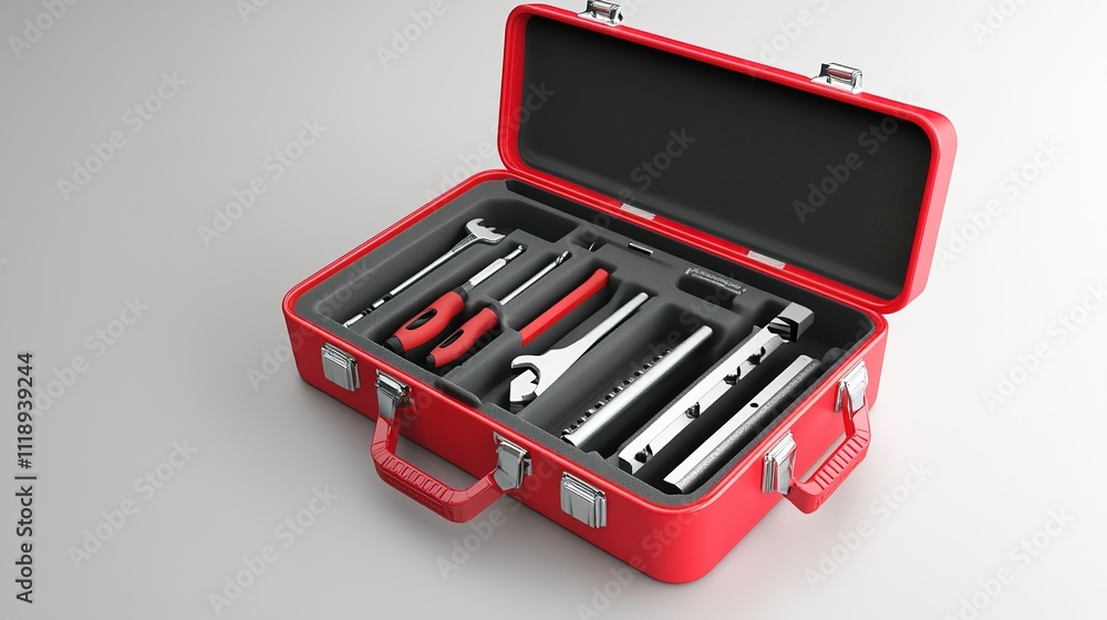 Tool Case Illustration with 2D Color Design on White Background Tool Case Illustration with 2D Color Design on White Background