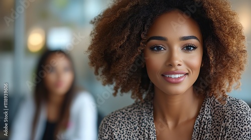 African American therapist takes notes while a female client sits nearby