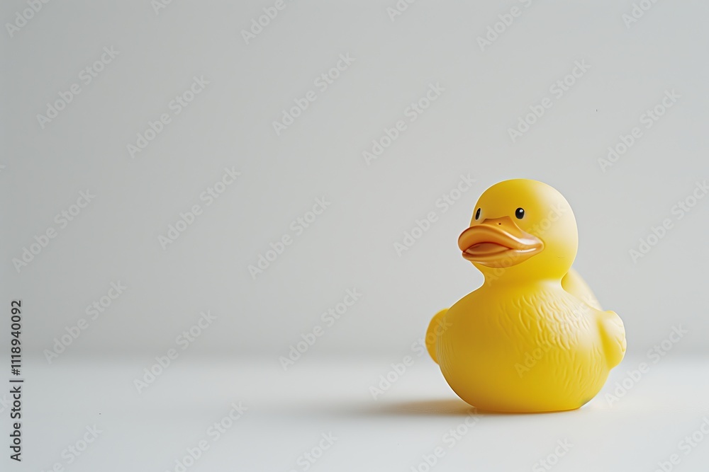 A bright yellow rubber duck on a plain background, symbolizing fun and playfulness. A bright yellow rubber duck on a plain background, symbolizing fun and playfulness.