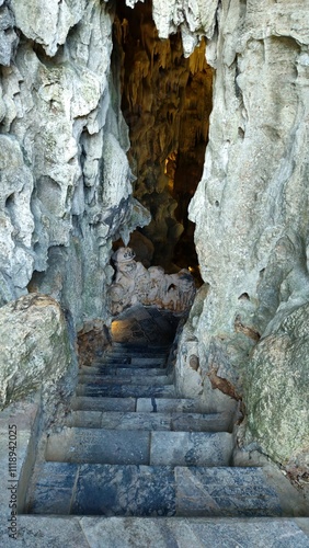 A view of the entrance to Heaven's Cave in Ha Long Bay, Vietnam, known as Thien Cung Cave. photo