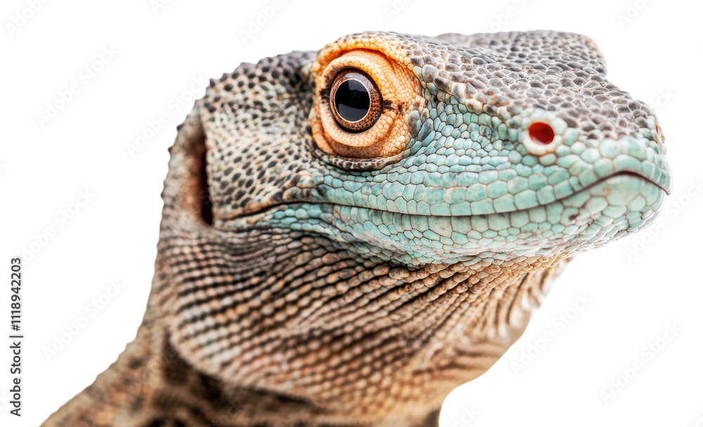 Obraz premium Close-up of a colorful lizard from nature, cut out - stock png.