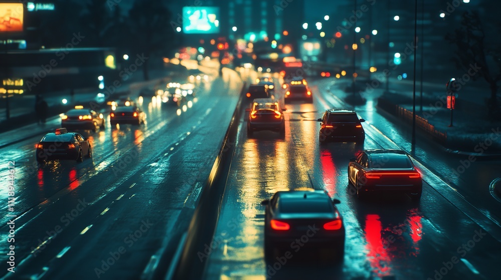 Sunset Traffic Jam on City Highway and moderns car. Sunset Traffic Jam on City Highway and moderns car.