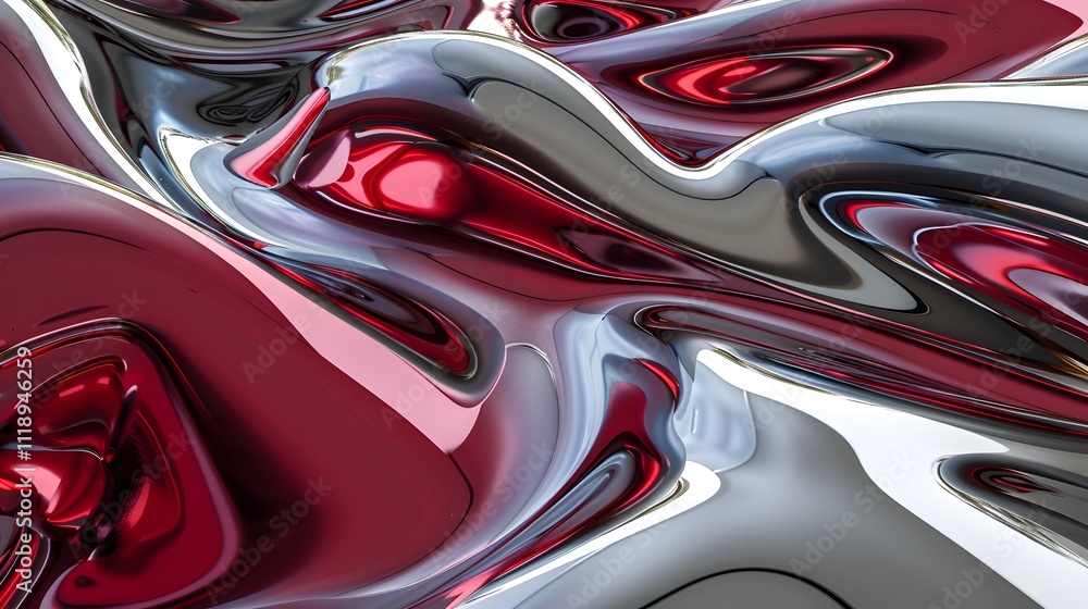 Abstract red and silver liquid metal flowing. Abstract red and silver liquid metal flowing.