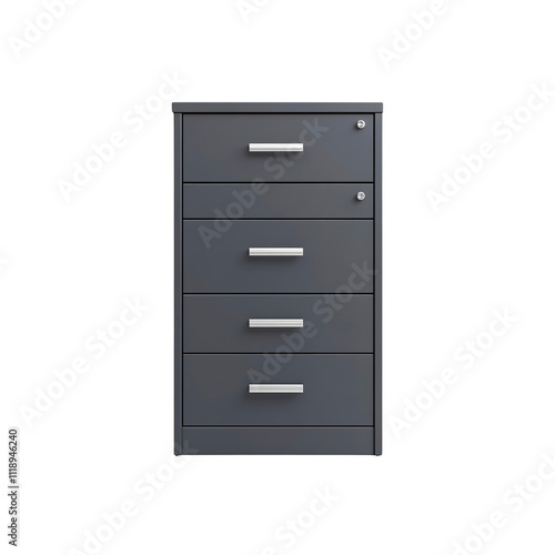 Modern Dark Grey Five-Drawer Metal Filing Cabinet with Lock