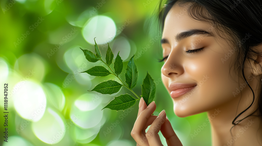 Timeless Beauty and Neem Leaf with Soft Bokeh Glow Timeless Beauty and Neem Leaf with Soft Bokeh Glow