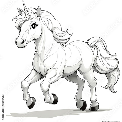 Graceful Unicorn Running on White Background Illustration photo