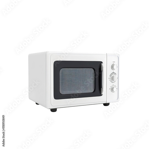 Retro White Microwave Oven - Compact Kitchen Appliance