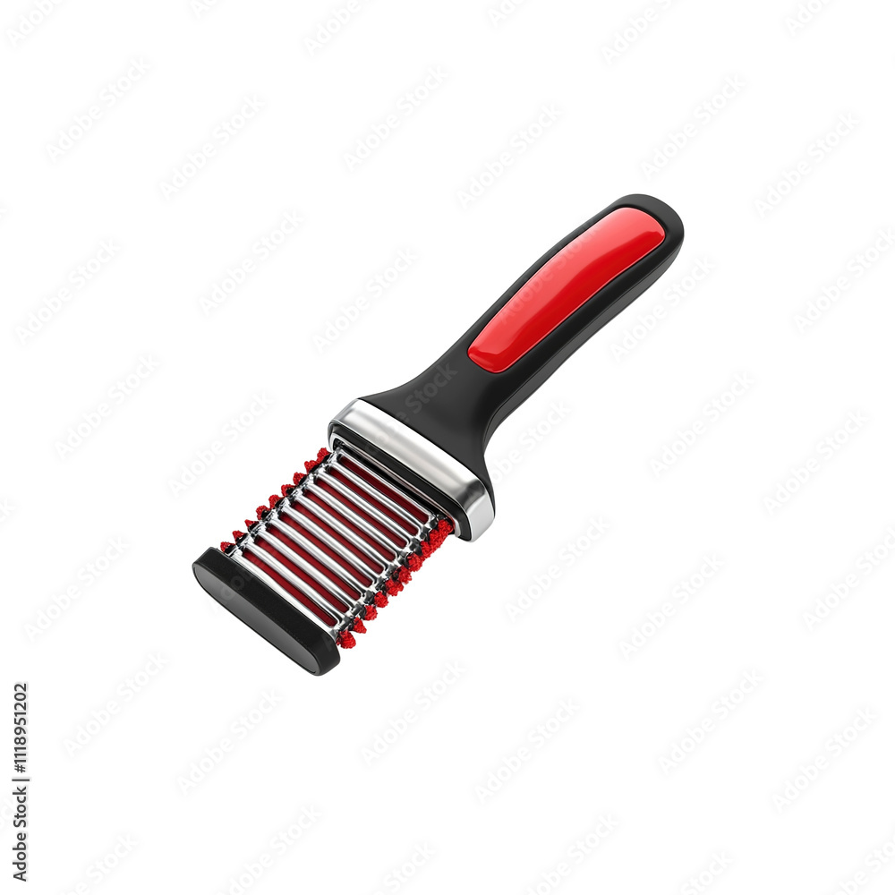 Obraz premium Red and Black Pet Grooming Brush with Metal Teeth