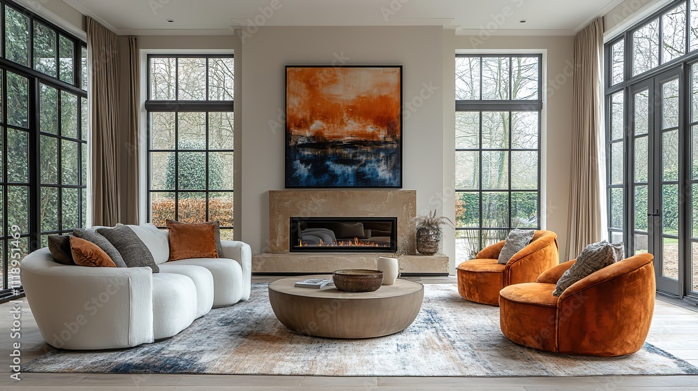 An elegant and modern watercolor painting adds a touch of sophistication to a luxury home An elegant and modern watercolor painting adds a touch of sophistication to a luxury home