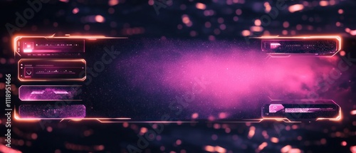 Futuristic Streaming Overlay Neon Design Interface for Twitch and YouTube with High-Tech Elements and Digital Patterns