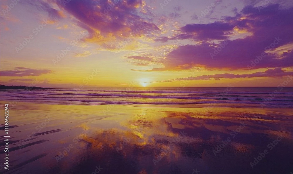 A serene sunset over the ocean, reflecting vibrant colors on the water. A serene sunset over the ocean, reflecting vibrant colors on the water.