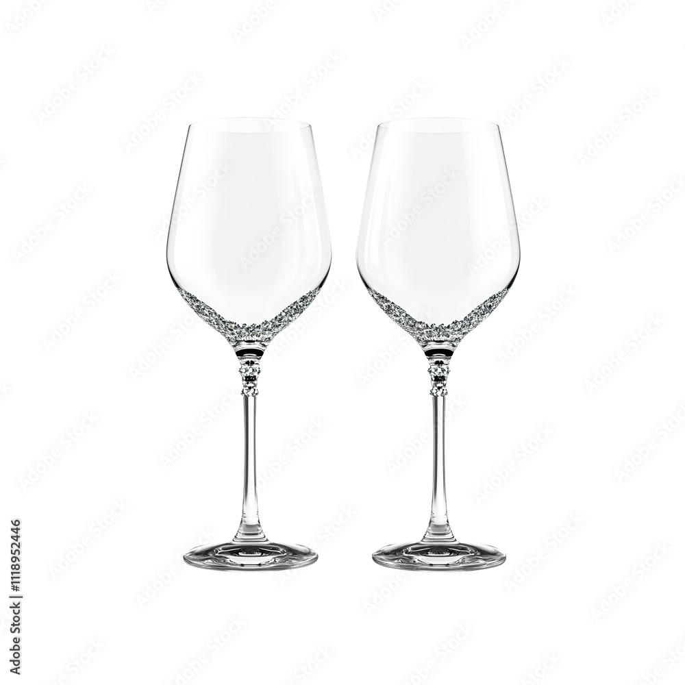 Elegant Pair of Crystal Wine Glasses with Ornate Stems Elegant Pair of Crystal Wine Glasses with Ornate Stems