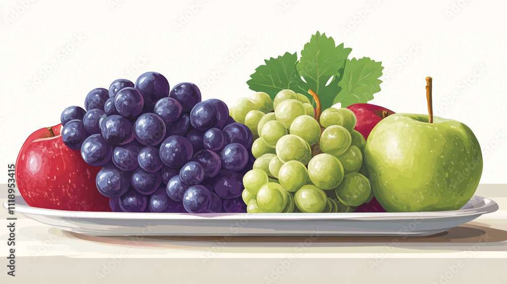 Fresh assorted fruits on a white plate showcasing vibrant colors and textures Fresh assorted fruits on a white plate showcasing vibrant colors and textures