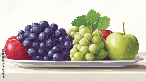 Fresh assorted fruits on a white plate showcasing vibrant colors and textures