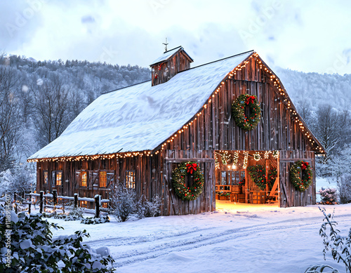 Foto Snowy Christmas Barn