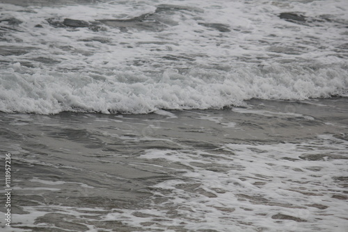 Image of waves crashing on Imrang Beach in Busan, Korea 