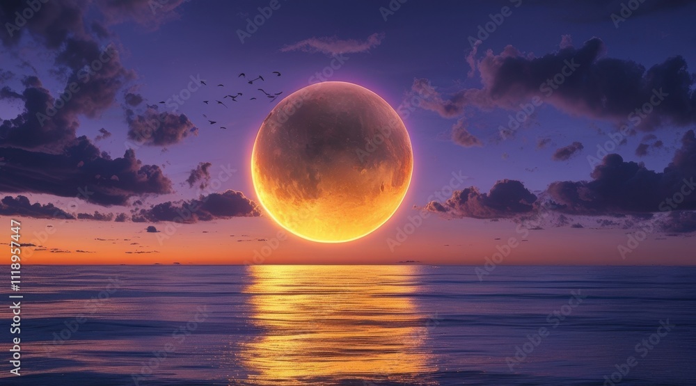 Total Solar Eclipse Over the Ocean in a Breathtaking Scene Total Solar Eclipse Over the Ocean in a Breathtaking Scene