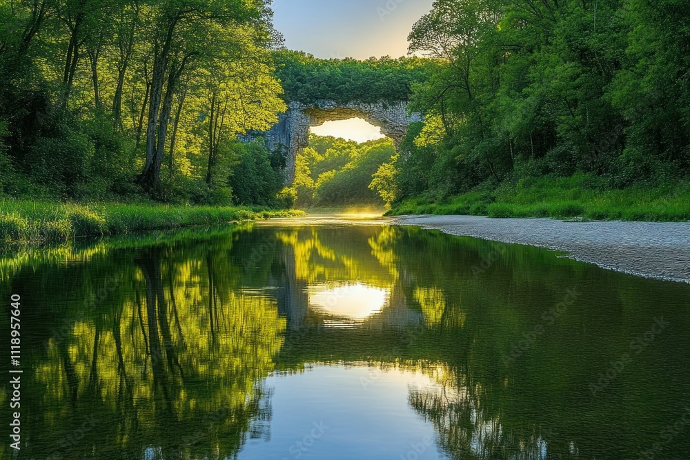 Scenic River Arch in Ardeche France Natural Landscape Scenic River Arch in Ardeche France Natural Landscape