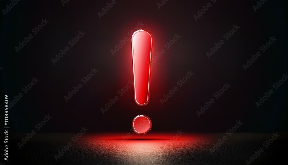 검은 배경 위에 선명한 붉은색 느낌표 검은 배경 위에 선명한 붉은색 느낌표