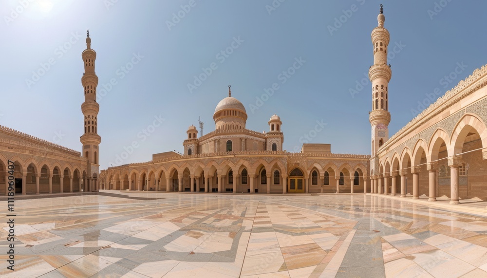 Fototapeta premium A grand mosque featuring intricate architecture and serene surroundings.
