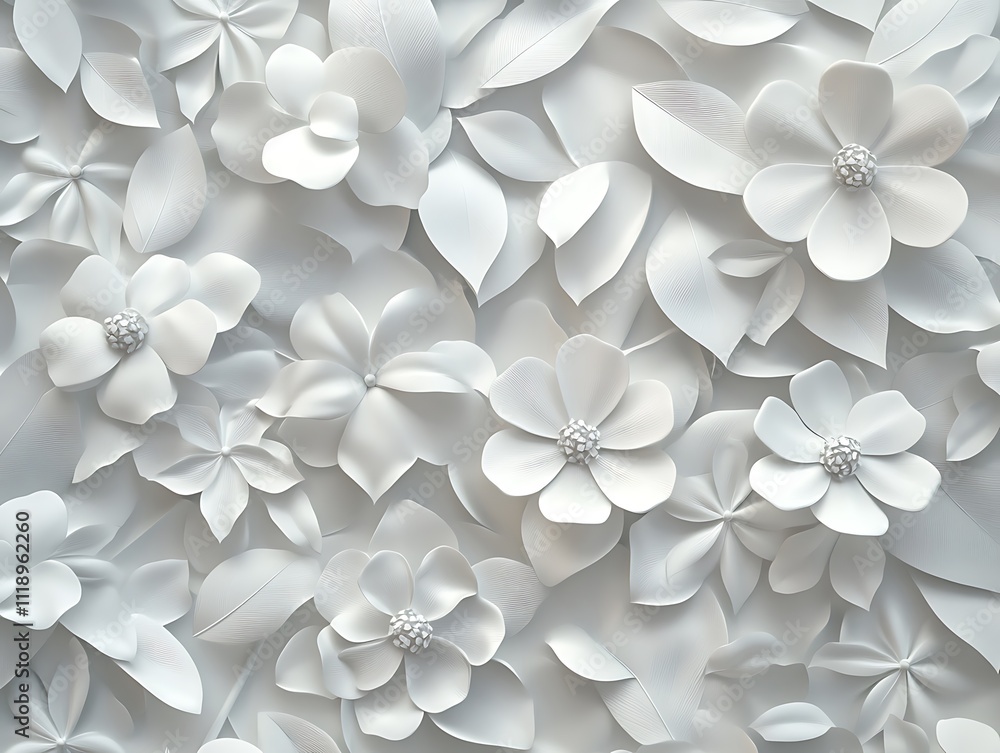 Delicate 3D Relief of Intricately Sculpted Flowers Delicate 3D Relief of Intricately Sculpted Flowers