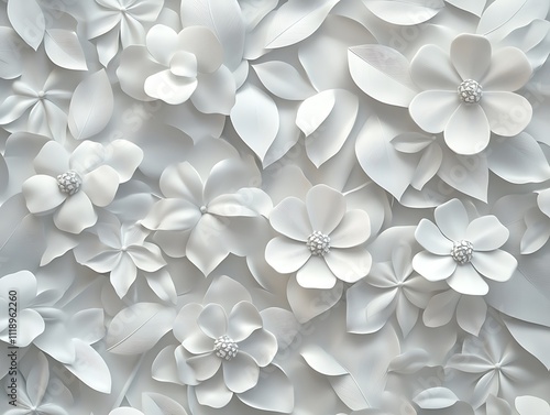 Delicate 3D Relief of Intricately Sculpted Flowers