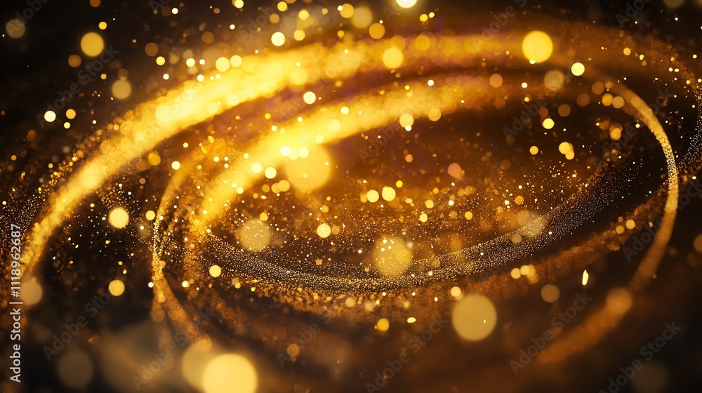 Digital gold particles wave and light abstract background with shining floor particle stars dust. Futuristic glittering luxury golden sparkling on black background. Digital gold particles wave and light abstract background with shining floor particle stars dust. Futuristic glittering luxury golden sparkling on black background.