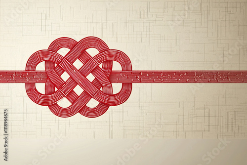 A stylized Korean knot maedeup in red lines f