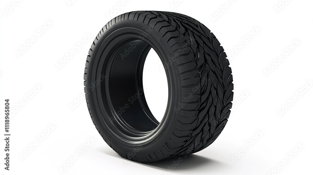 Car tire on a white background - 3D rendering. Car tire on a white background - 3D rendering.