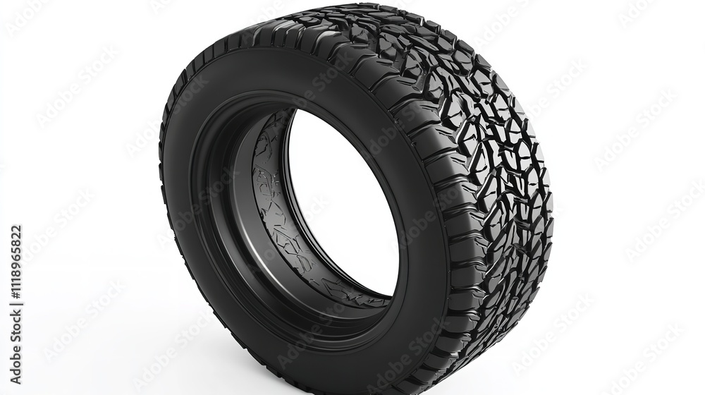 Car tire on a white background - 3D rendering. Car tire on a white background - 3D rendering.
