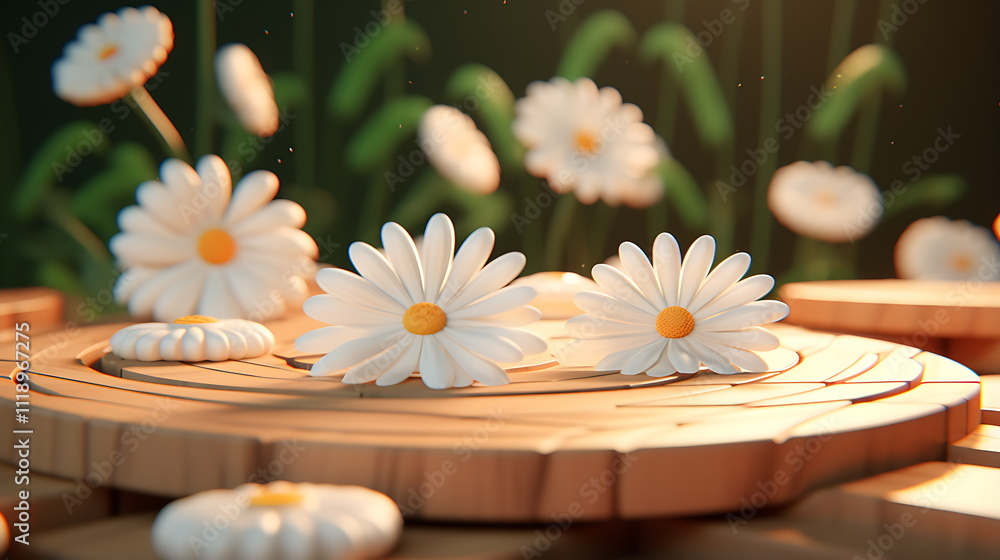 daisies on a flower based background, generative ai daisies on a flower based background, generative ai
