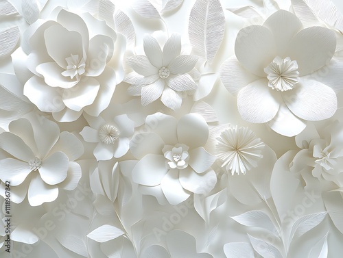 Delicate 3D Relief of Intricately Sculpted Flowers