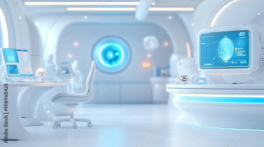 Futuristic Office with Glowing Lights and Advanced Technology Futuristic Office with Glowing Lights and Advanced Technology