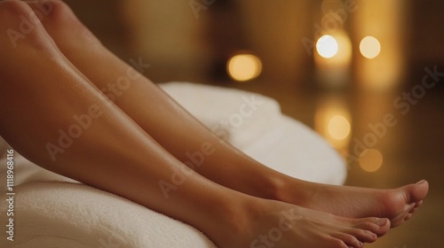 Wallpaper Mural Client's feet in the spa with dim lighting, creating a sense of calm and comfort. Torontodigital.ca