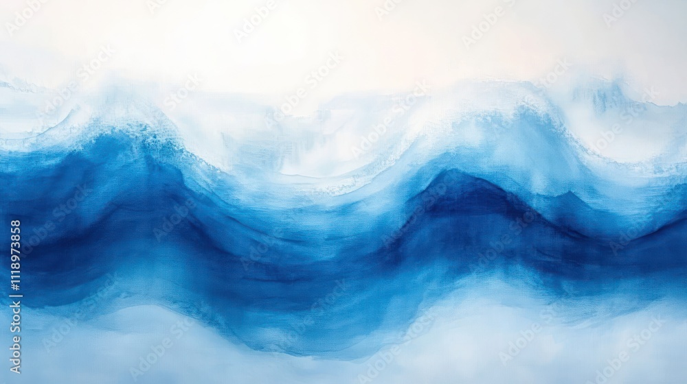 Serene Abstract Ocean Wave Watercolor Art Soft Blue and White Gradient Design Background Serene Abstract Ocean Wave Watercolor Art Soft Blue and White Gradient Design Background