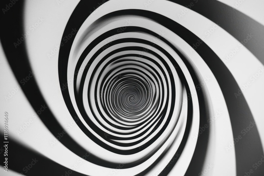 Abstract spiral design in black and white, creating a sense of depth. Abstract spiral design in black and white, creating a sense of depth.