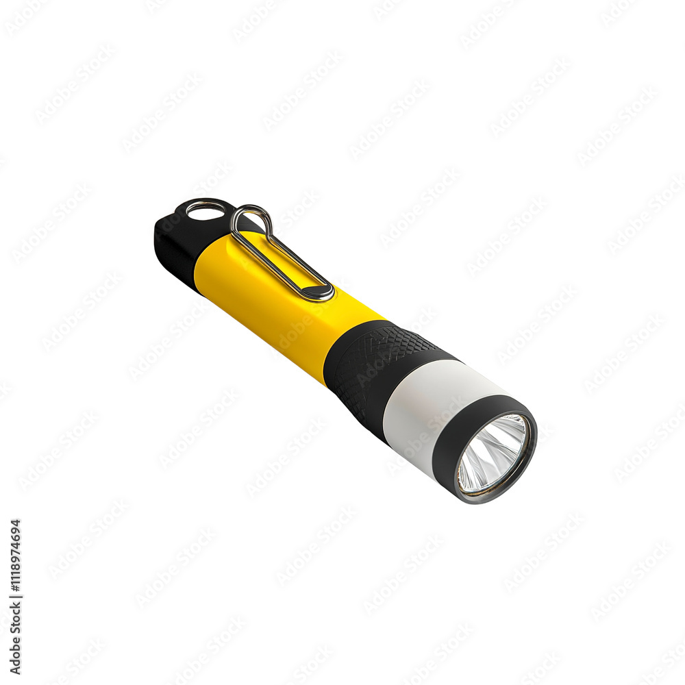Compact LED Flashlight with Clip - Yellow and Black Design