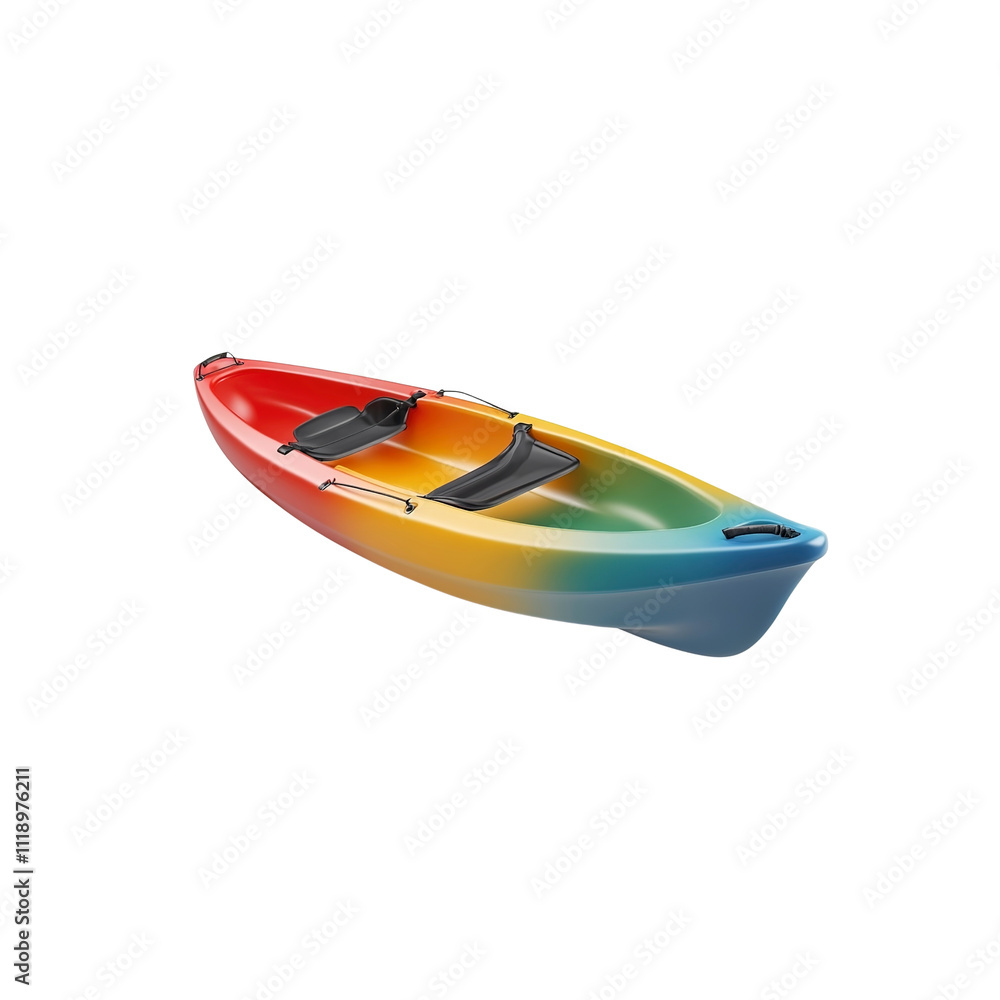 Colorful Single Kayak Isolated on White Background Colorful Single Kayak Isolated on White Background