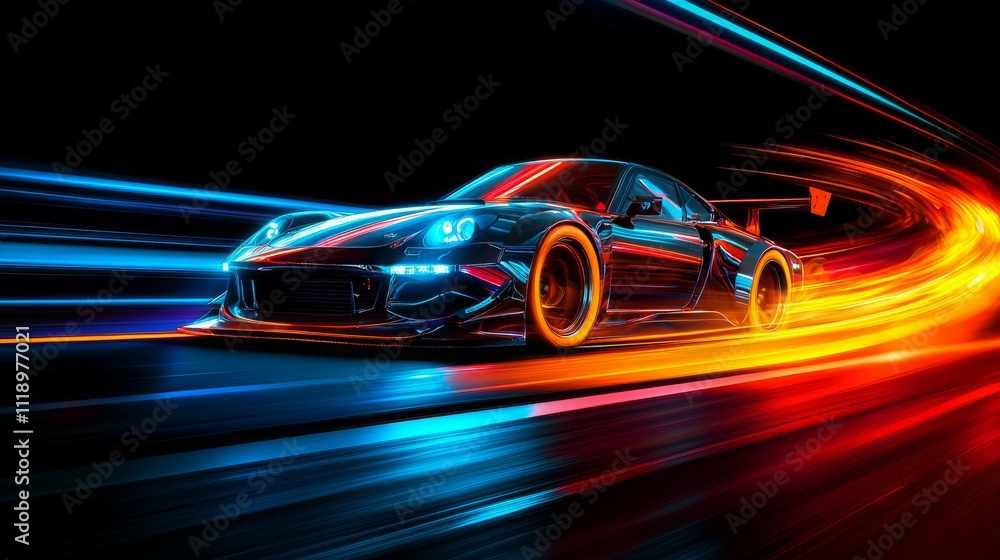 Dynamic Sports Car Displaying High-Speed Motion Dynamic Sports Car Displaying High-Speed Motion