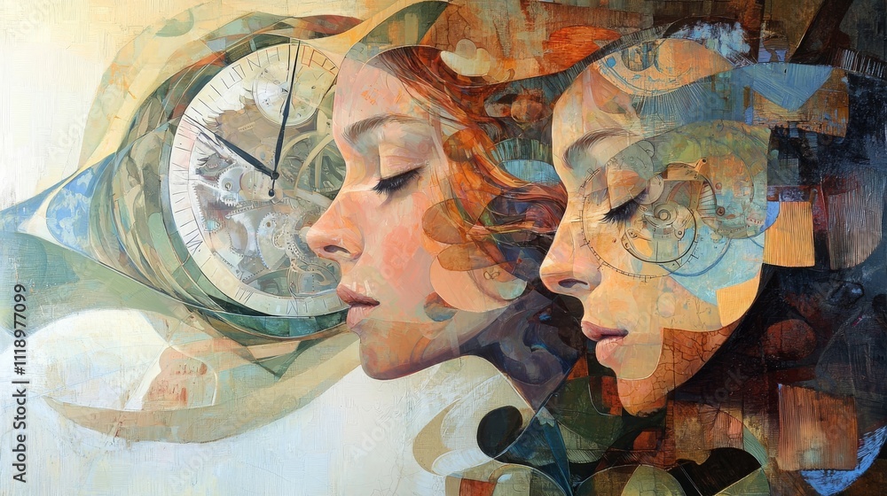 Fototapeta premium Dreamy Souls Intertwined in the Flow of Time