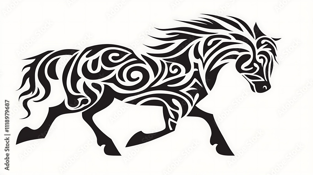 Abstract Tribal Design Of A Running Horse Abstract Tribal Design Of A Running Horse