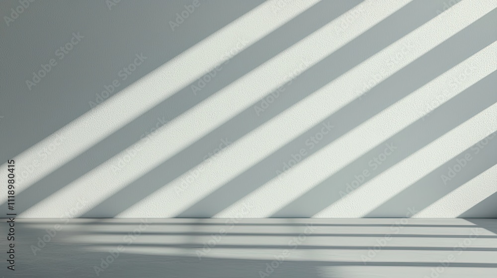 Obraz premium A minimalist image showcasing diagonal shadows cast on a light-colored wall, creating an intriguing interplay of light and texture.